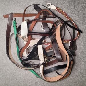 15pc Women Men Belt LOT Leather Vintage Modern Assorted Mix Variety Upcycle Worn